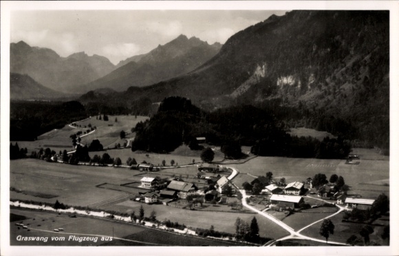 Ak Graswang Ettal Oberbayern, Fliegeraufnahme