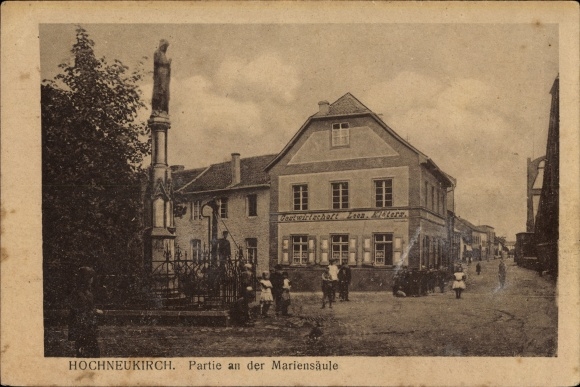 Postcard Hochneukirch Jüchen NRW, section at the Marian column, Leon Klöter&#39;s inn