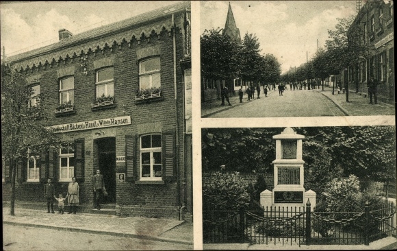 Postcard Paffendorf Bergheim North Rhine-Westphalia, bakery, monument, street section
