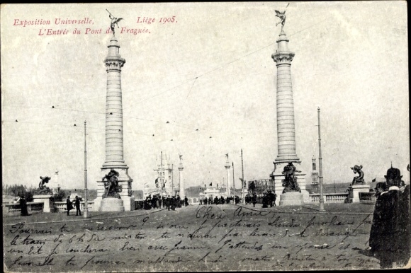 Postcard Liege, World Exhibition 1905,Entrée du Pont d Fragnée