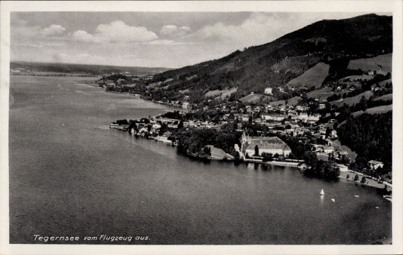 Postcard Tegernsee in Upper Bavaria, aerial photograph