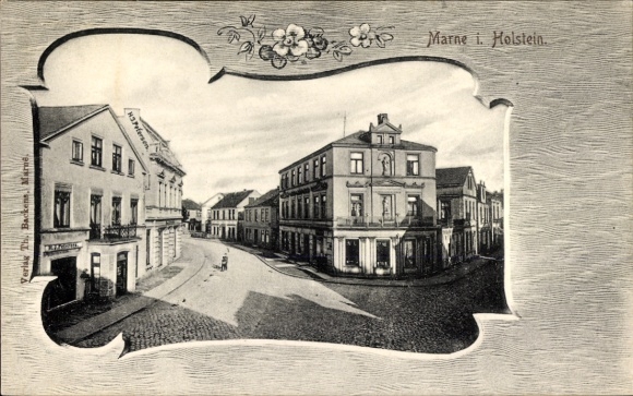 Passepartout Ak Marne in Holstein Dithmarschen, Straßenpartie