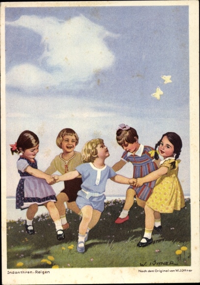 Artist PC Jüttner, W., Indanthren Reigen, children, advertising