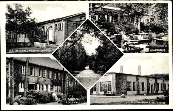 Postcard Dünsen in Oldenburg, forest tavern, forest party, school camp, retirement home