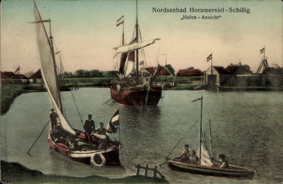Postcard Horumersiel Schillig Wangerland Friesland, harbor, boats