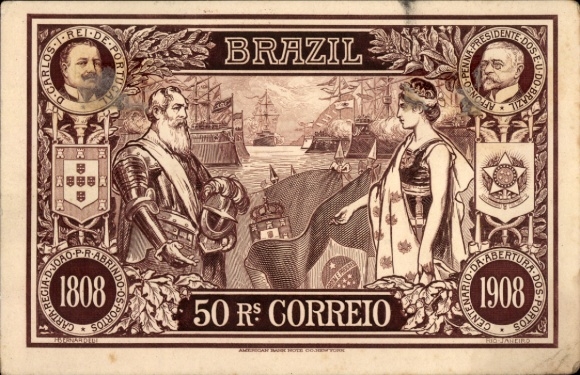 Postcard Brazil, 50 Reais Correio, Don Carlos de Portugal, Alfonso Penna