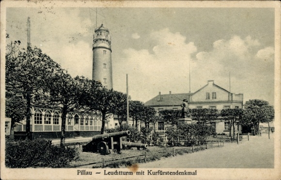PC Baltijsk Pillau East Prussia, lighthouse, elector monument