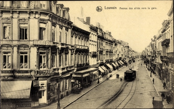 Postcard Louvain Flandern Flämisch Brabant, De Statiestraat, after the Statie