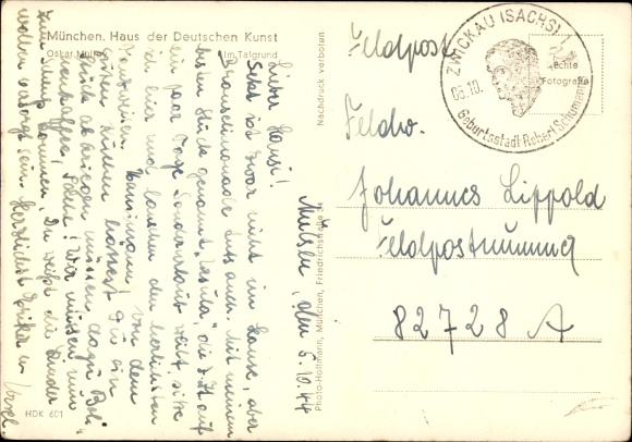 Artist Postcard Mulley, Oskar, HDK 601, In the valley floor, building with rock wall