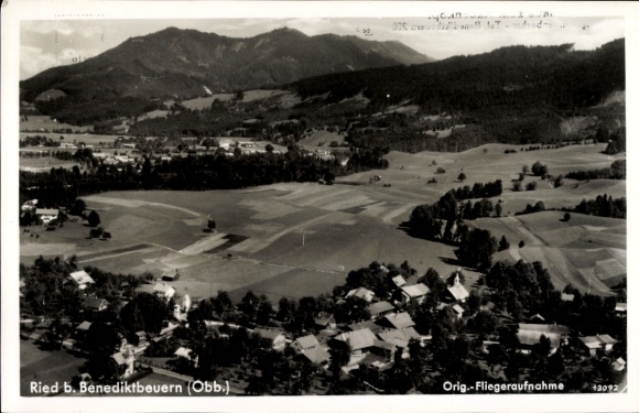 Postcard Benediktbeuern in Upper Bavaria, landscape photograph, mountain ranges, Ried, nmotiv
