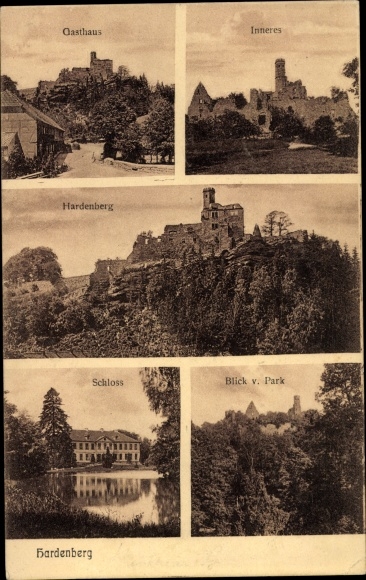 Postcard Hardenberg Nörten, castle, inn, Hardenberg