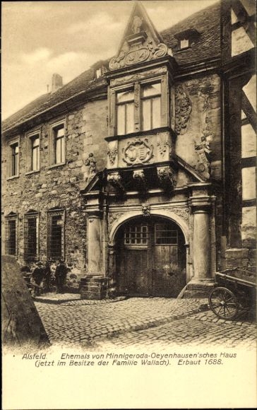 Ak Alsfeld in Hessen, huis van de familie Wallach, huis van de familie Minnigeroda-Oeyenhausen