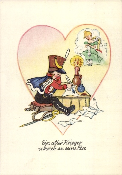 Postcard An old warrior wrote to his Else, Soldier's Love