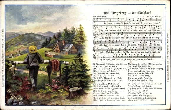 Lied Ak Vogel, Wilhelm, Mei Arzgeberg du Edelstaa, Volkslied, Carl Bestler