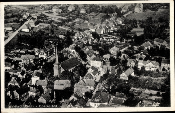 Postcard Waldbröl in the Oberberg district, aerial photograph of the village