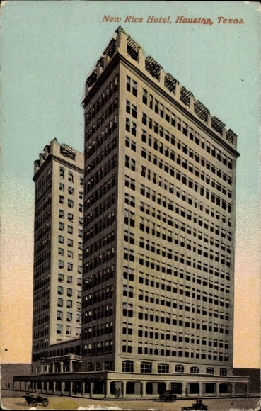 Ansichtkaart Houston Texas USA, New Rice Hotel