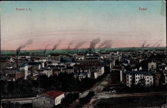 Postcard Forst in Lower Lusatia, Panorama