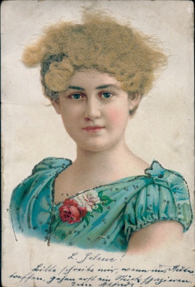 Real hair glitter litho woman portrait