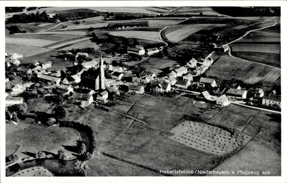 Postcard Hebertsfelden Lower Bavaria, aerial photograph