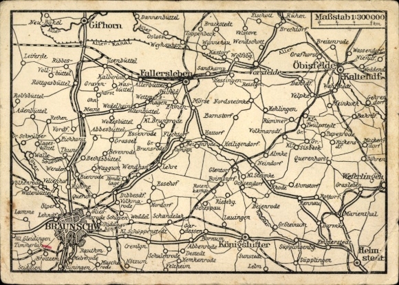 Landkarten Ak Fallersleben Wolfsburg Niedersachsen, Braunschweig, Öbisfelde, Helmstedt, Königslutter