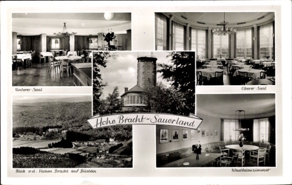 Postcard Kirchhundem im Sauerland, Hohe Bracht, lower hall, upper hall, Westfalenzimmer, Bilstein