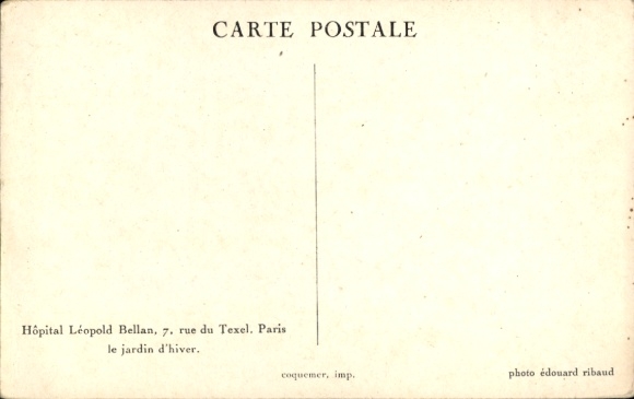 CPA Parijs, Ziekenhuis Leopold Bellan, 7 Rue de Texel, Wintertuin