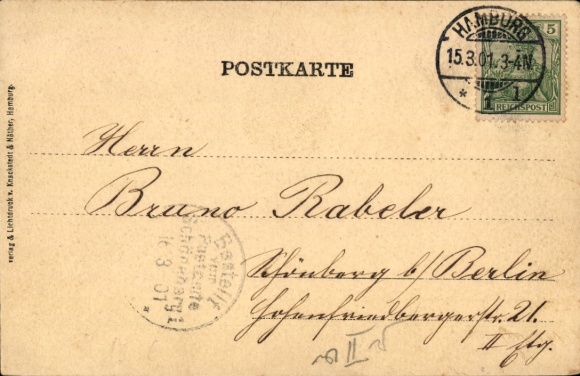 Postcard Hamburg Wandsbek Poppenbüttel, partial view
