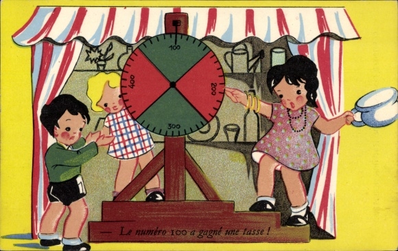 Artist Postcard The number 100 won a cup, fair, competition