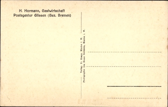 Postcard Glissen Raddestorf Lower Saxony, restaurant, bus
