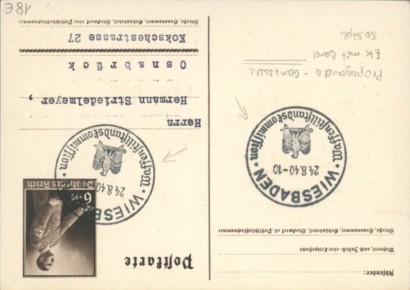 Postal stationery artist Postcard Klein, Only one can win and that is us, quote Adolf Hitler