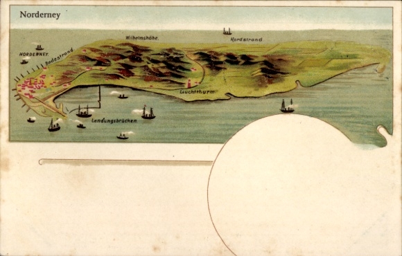 Maps Postcard Norderney in East Frisia, Wilhelmshöhe, Nordstrand, lighthouse