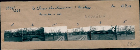 Contact print photos Berlin Neukölln Buckow, Wildmeisterdamm, Dennke & Co, 6 photos approx. 4x2 cm