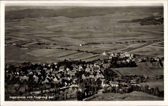 Postcard Ingersheim am Neckar, aerial photograph