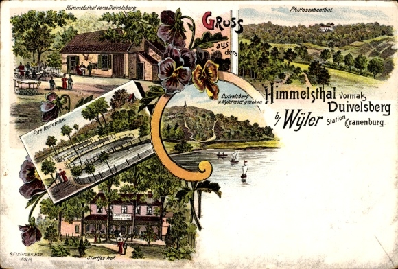 Chromo-Litho Startjeshof Wyler Kranenburg on the Lower Rhine, Philosophental, Trout Ponds, Himmelstal