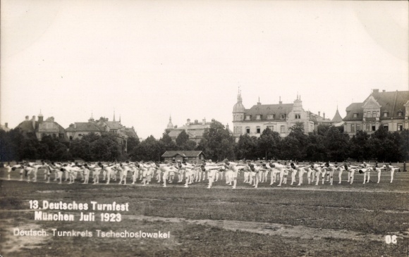 KP fotograficzna z XIII Niemieckiego Festiwalu Gimnastycznego w Monachium, lipiec 1923 r., Niemieckie Stowarzyszenie Gimnastyczne Czechosłowacji
