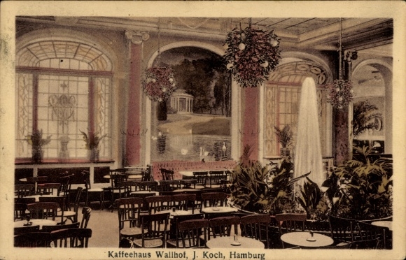 Postcard Hamburg Nord Hohenfelde, Coffee House Wallhof, interior view