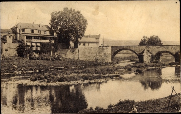 Postcard Echternacherbrück in Rhineland-Palatinate, Hotel Bitburger Hof, canoe station