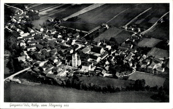 Ak Gergweis Osterhofen in Niederbayern, Fliegeraufnahme
