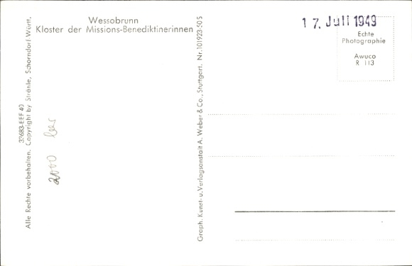 Ak Wessobrunn in Oberbayern, Kloster und Pfarrkirche mit Römerturm, Fliegeraufnahme