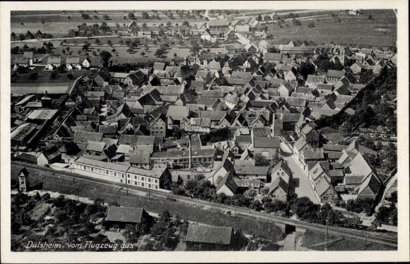 Postcard Dalsheim Rheinhessen, aerial photograph of the town