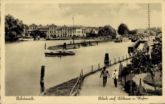 Postcard Zehdenick in der Mark, lock and harbor