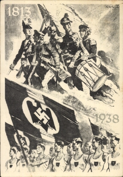 Künstler Ak Deutsches Turn und Sportfest Breslau 1938, Trommler 1813