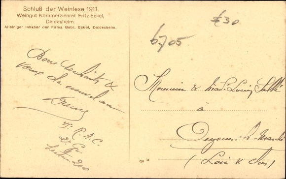 PC Deidesheim in the district of Bad Dürkheim, end of the vintage in 1911, Weingut Kommerzienrat Fritz Eckel