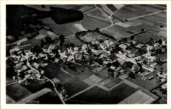 Postcard Erpfting near Landsberg am Lech Upper Bavaria, aerial photograph