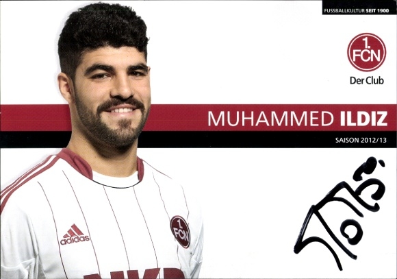 Autograph card footballer Muhammed Ildiz, 1. FC Nuremberg, autograph