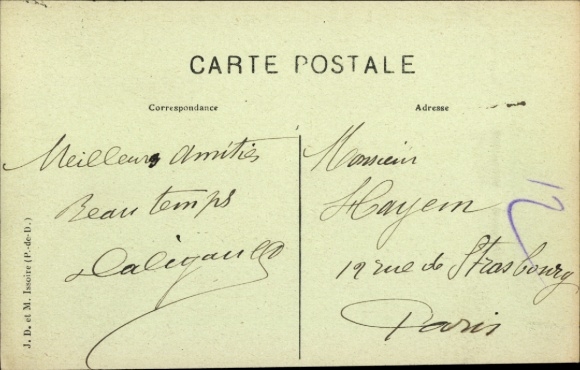 Postcard Issoire Puy de Dôme, artillery barracks, water tower