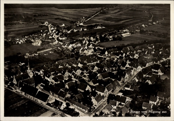 Postcard Illingen in Baden Württemberg, aerial photograph