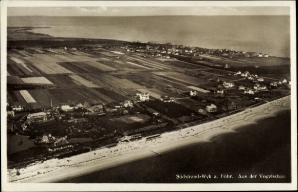 Ak Wyk auf Föhr Nordfriesland, Südstrand, Vogelschau