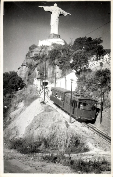 Photo Postcard Rio de Janeiro Brazil, Corcovado, Christ the Redeemer statue, cable car