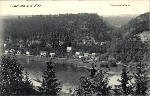 Ak Postelwitz Bad Schandau Sächsische Schweiz, Postelwitz a. d. Elbe, Zahnsgrund-Baude, Natura...